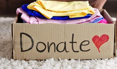 Box of clothing to donate.