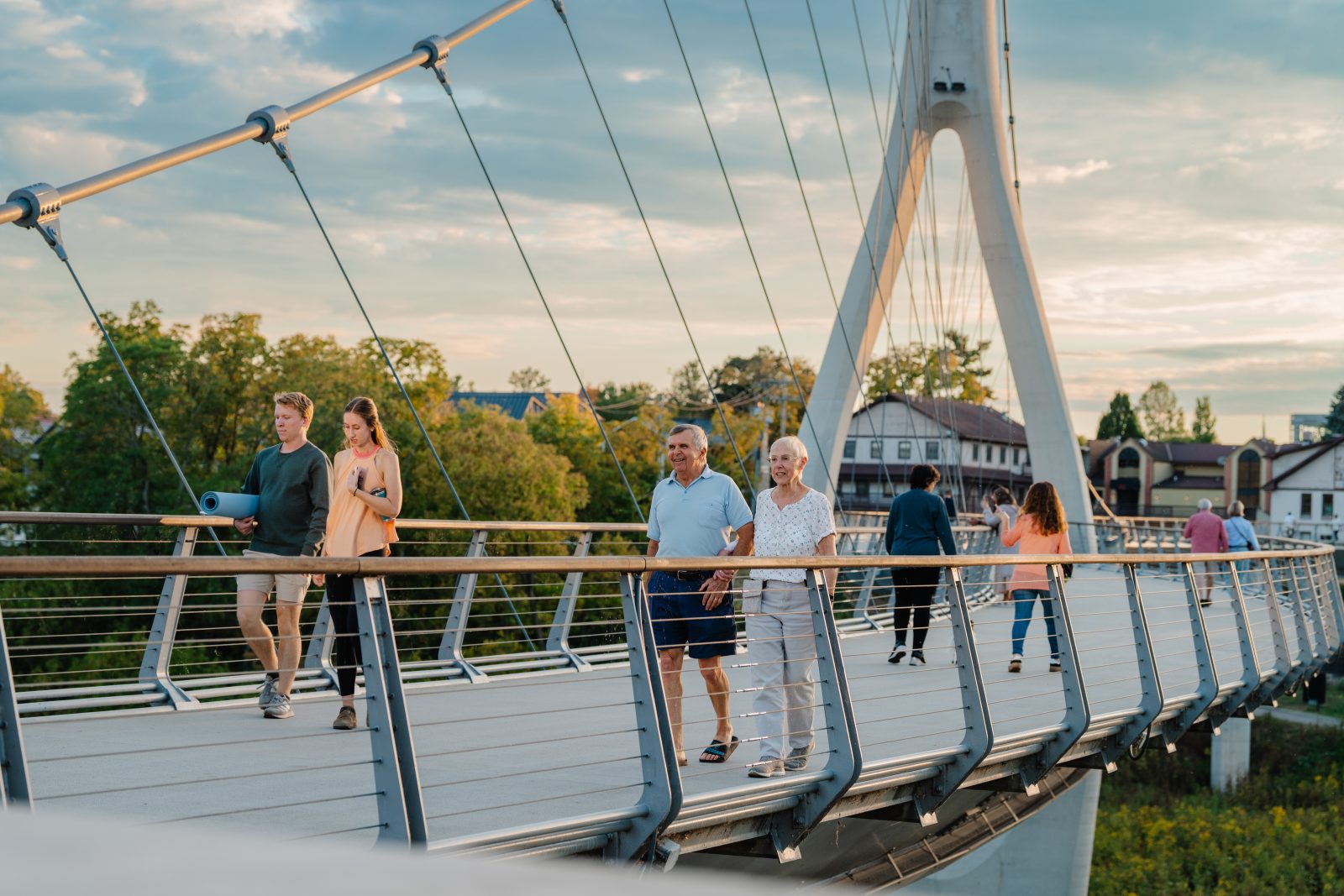 The Bailey Residents on the bridge at Bridge Park, Dublin, OHio.