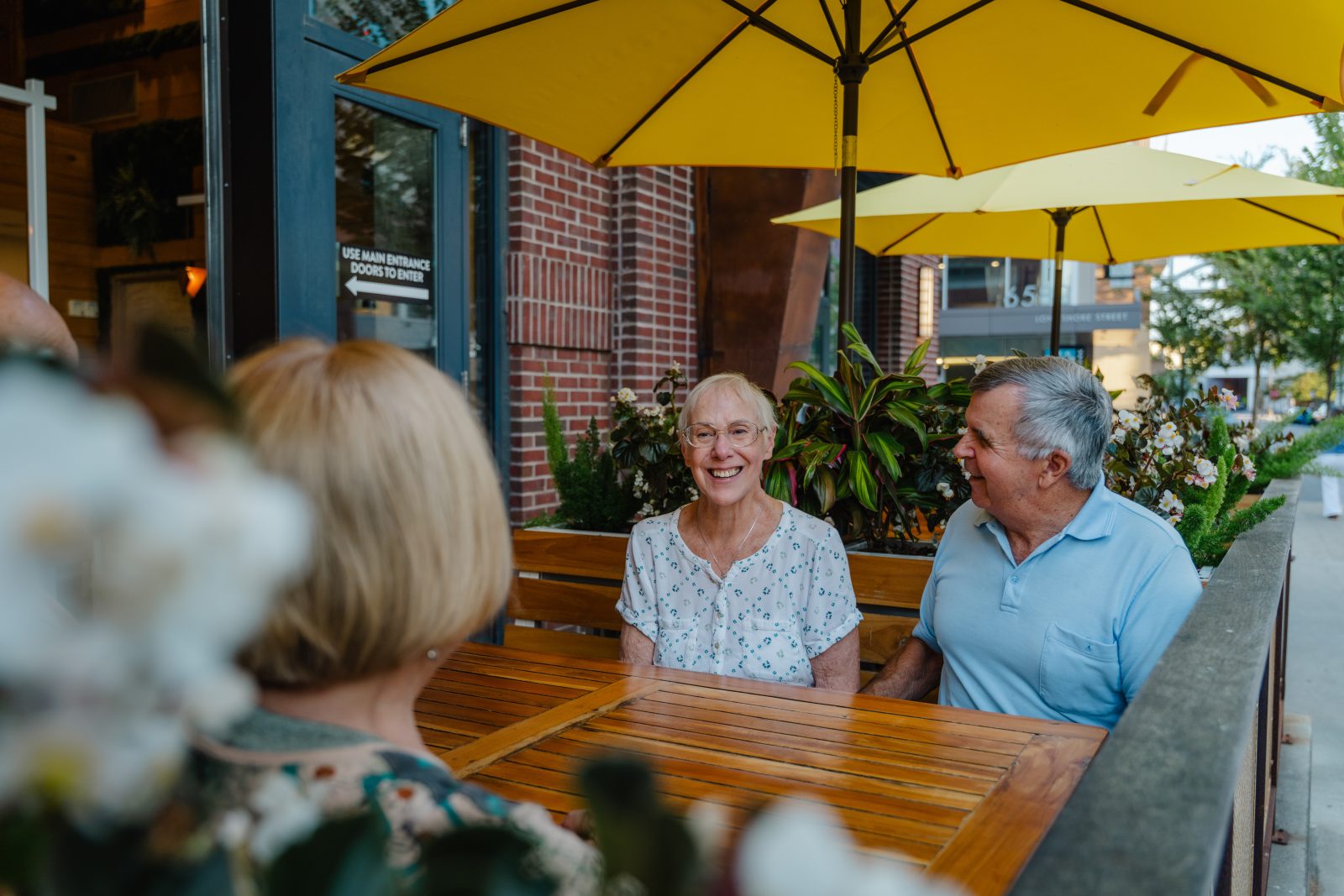 Bailey Residents eating at a Bridge Park Restaurant
