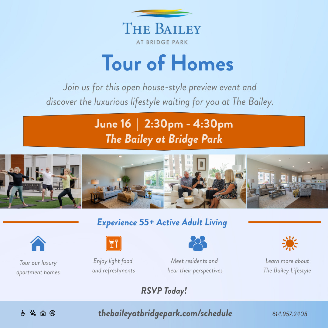 Graphic with details of the June Tour of Homes at The Bailey
